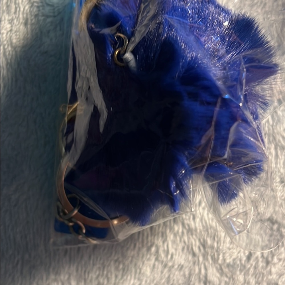 Blue sparkly card puller  keychain